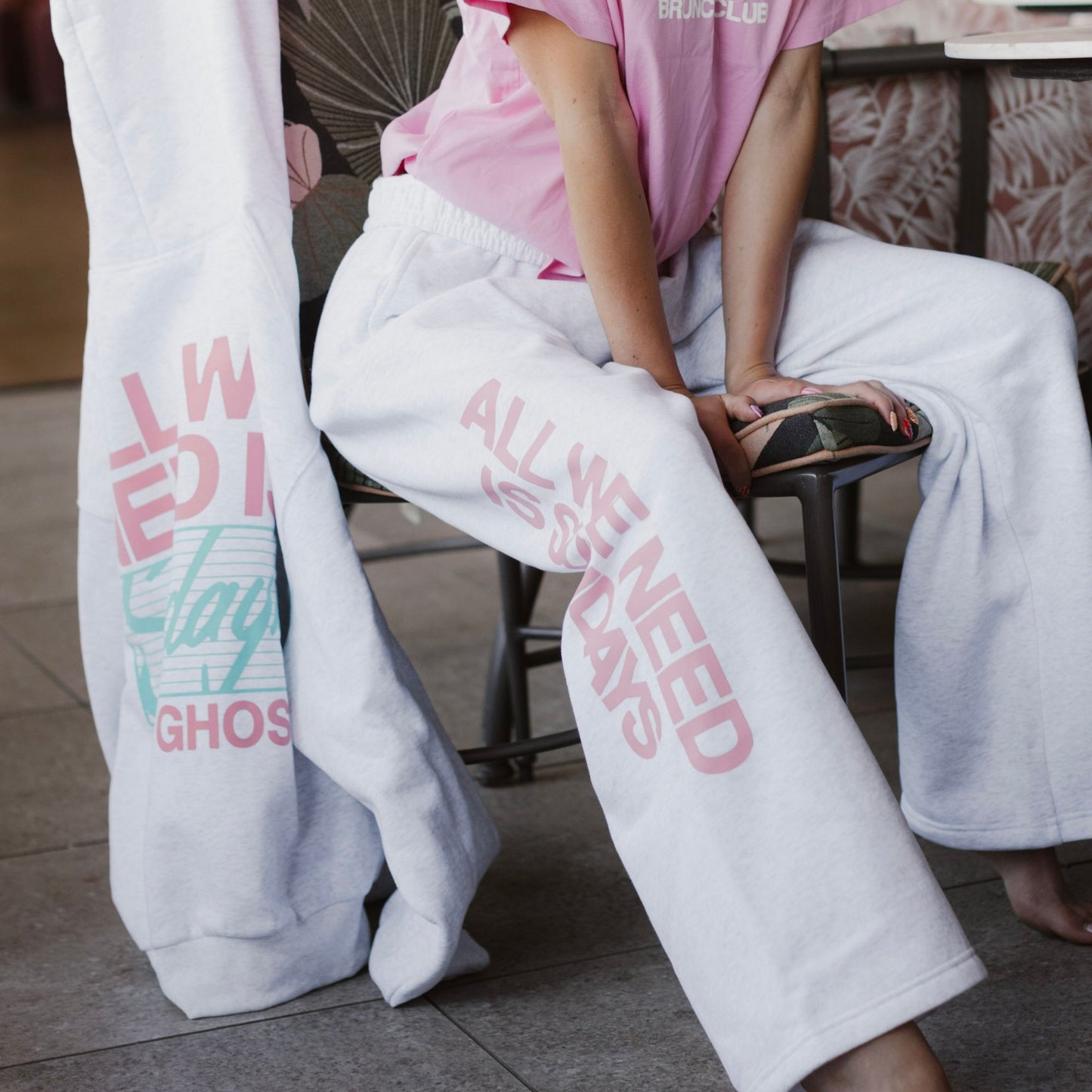 All You Need Is Sundays Wide Leg Sweatpants - Heather Grey