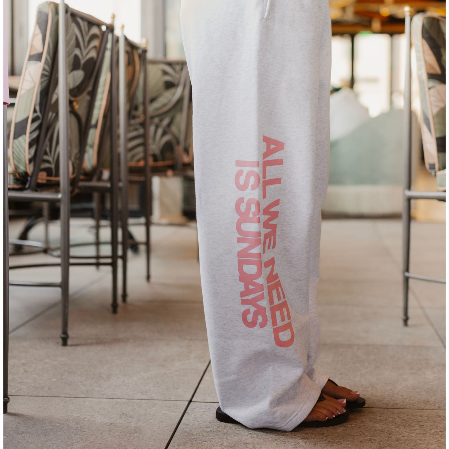 All You Need Is Sundays Wide Leg Sweatpants - Heather Grey