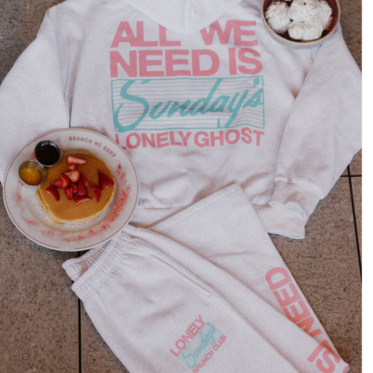 Sunday's Best x Lonely Ghost: All You Need Is Sundays Hoodie Sweats Hat T-shirt Bundle in Heather Grey/White