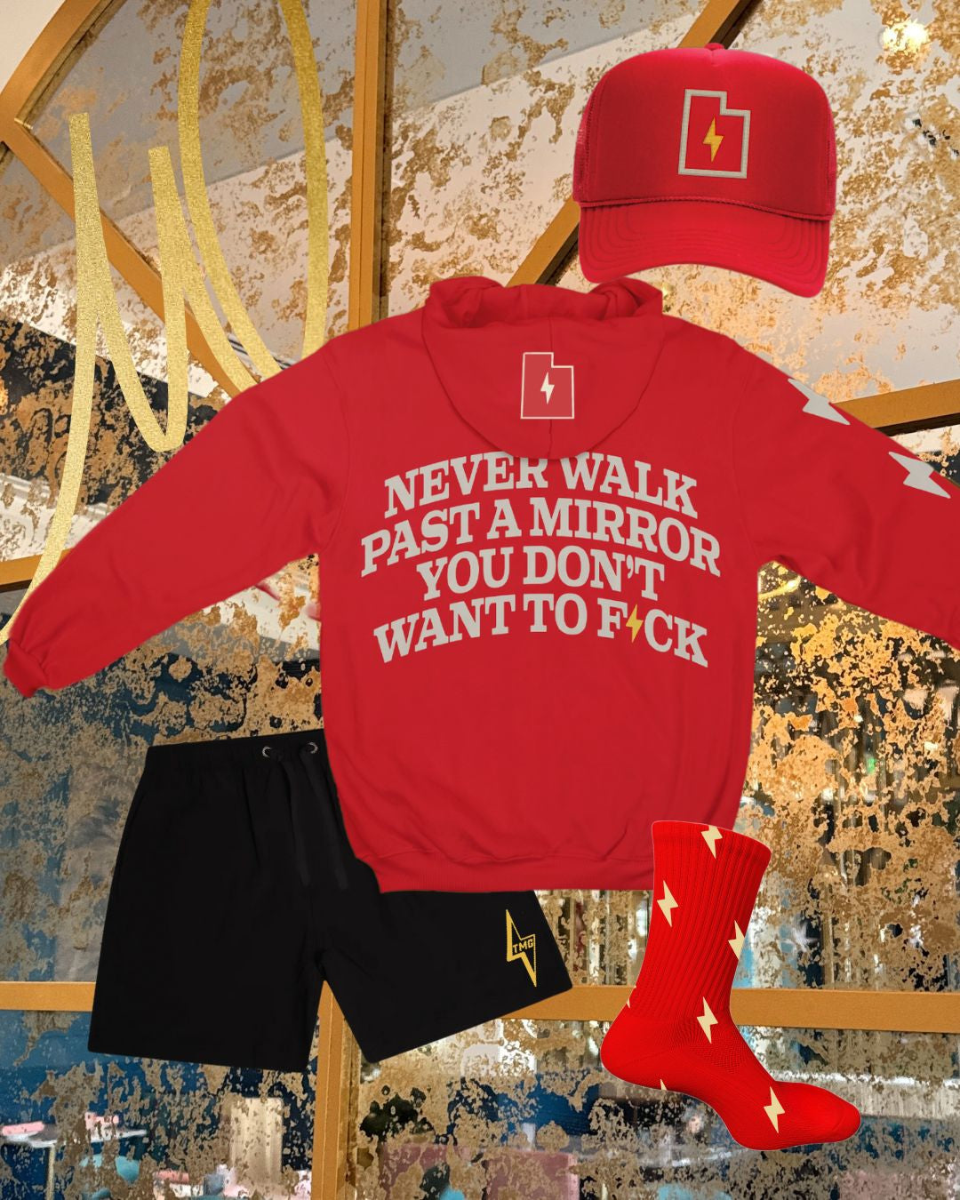 Never Walk Past a Mirror McHenry Autograph Collection: Signature Hoodie, Shorts and Trucker Hat Combo