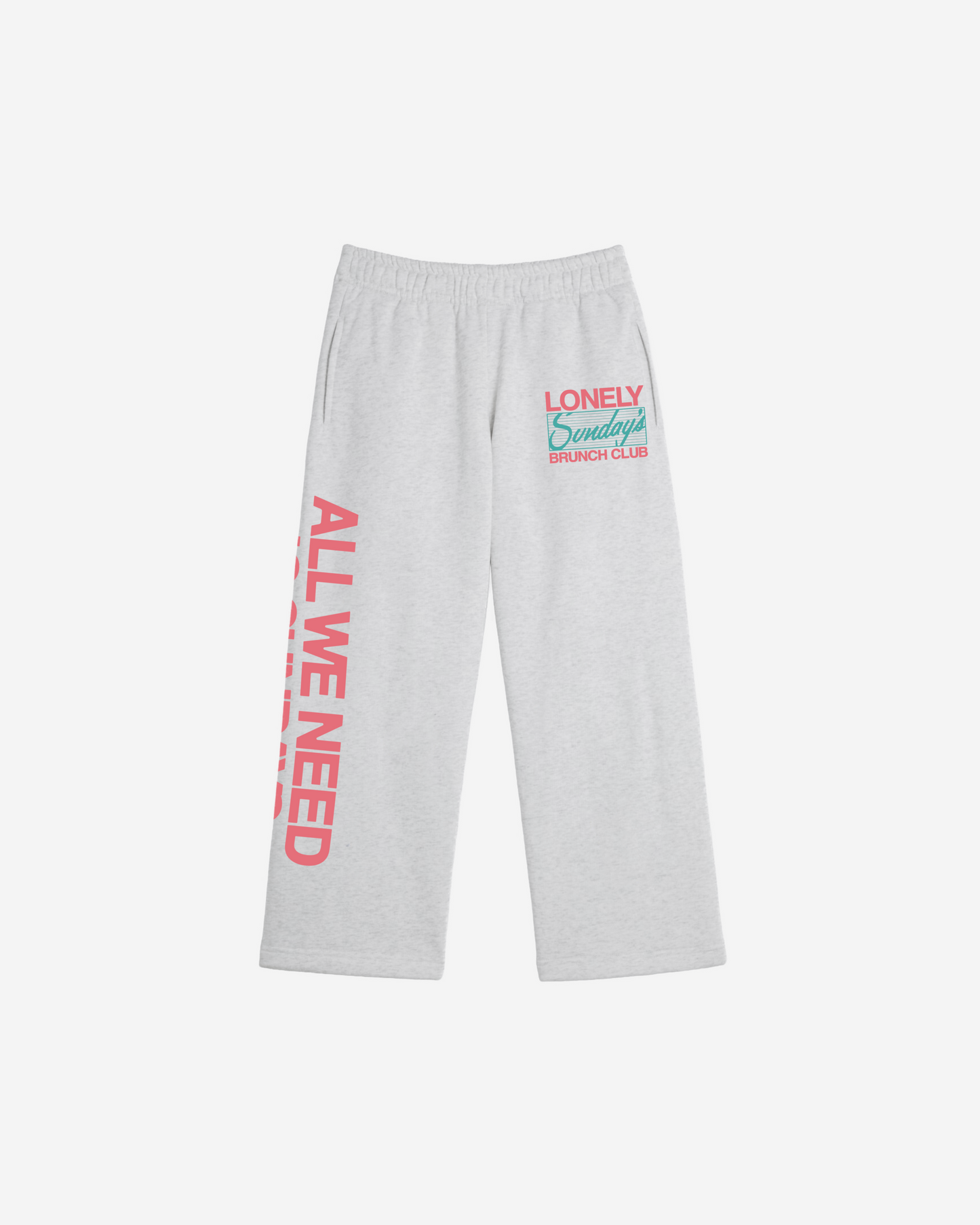 All You Need Is Sundays Wide Leg Sweatpants - Heather Grey